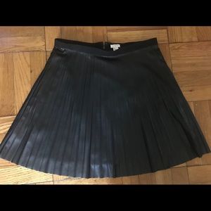 J Crew “faux” leather pleated skirt